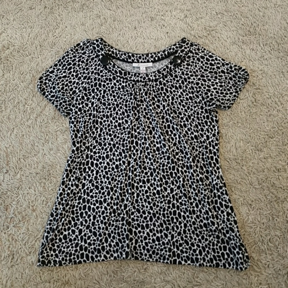 JM Collection Black & White Blouse